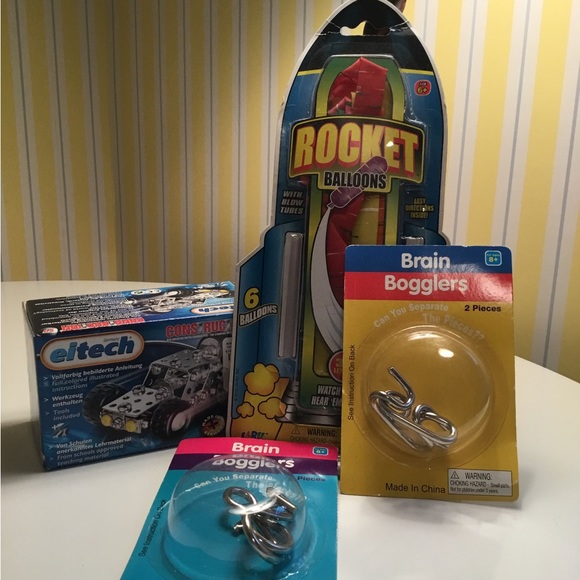 Great Stocking Stuffers! Brain Bogglers, Rocket Balloons, Metal Car Building Kit - Picture 2 of 7